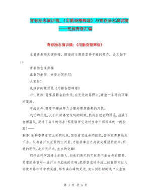 青春勵志演講稿-《用勤奮塑輝煌》與青春勵志演講稿——把握青春匯編(專業(yè)版)